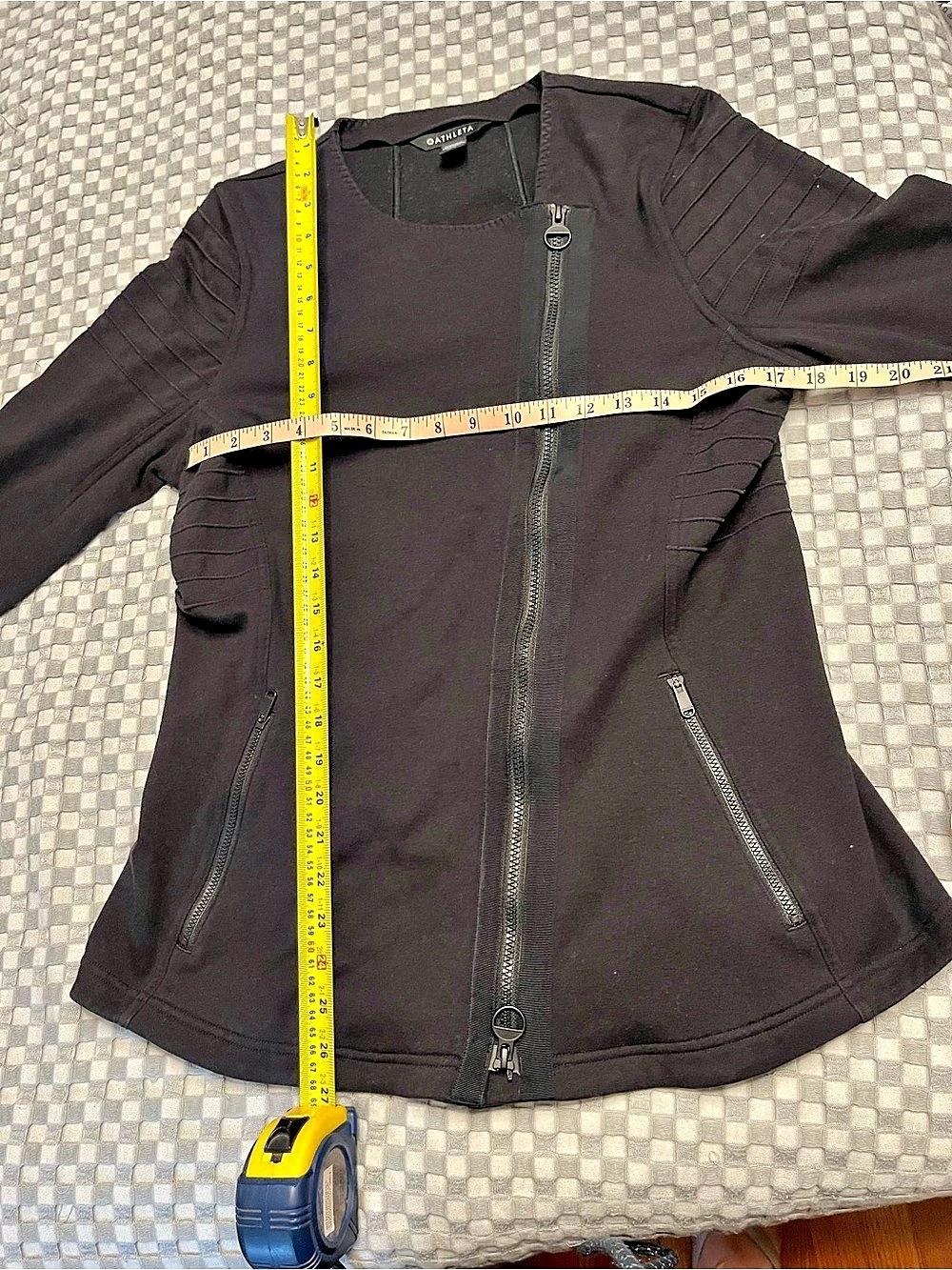 Athleta On The Move Moto Jacket Black Zip Jacket Size Large/Tall - GUC